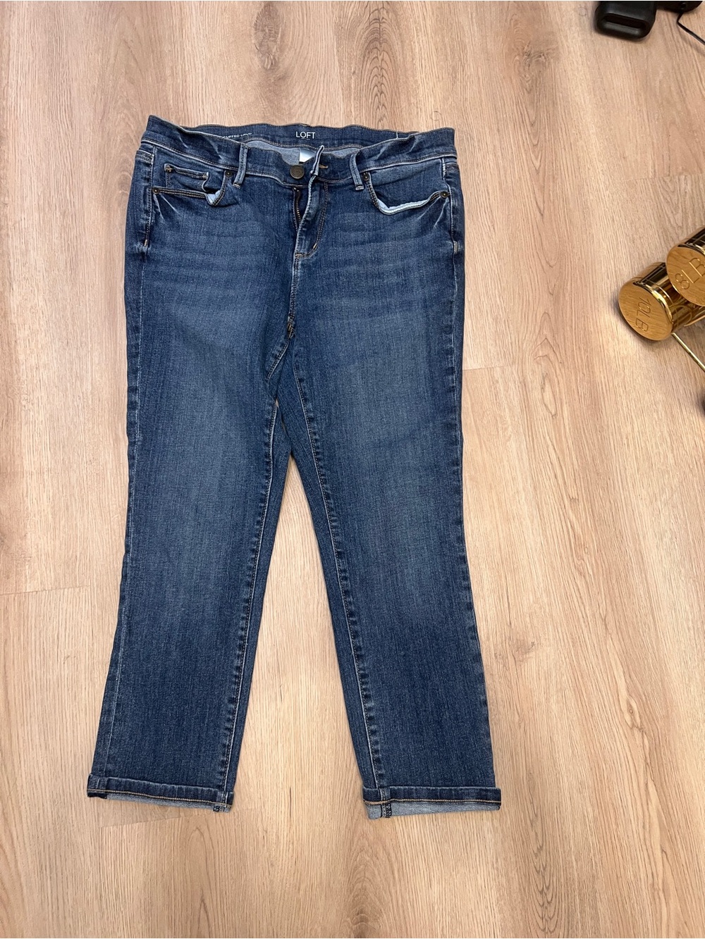 LOFT Women's Indigo Cropped Straight Jeans